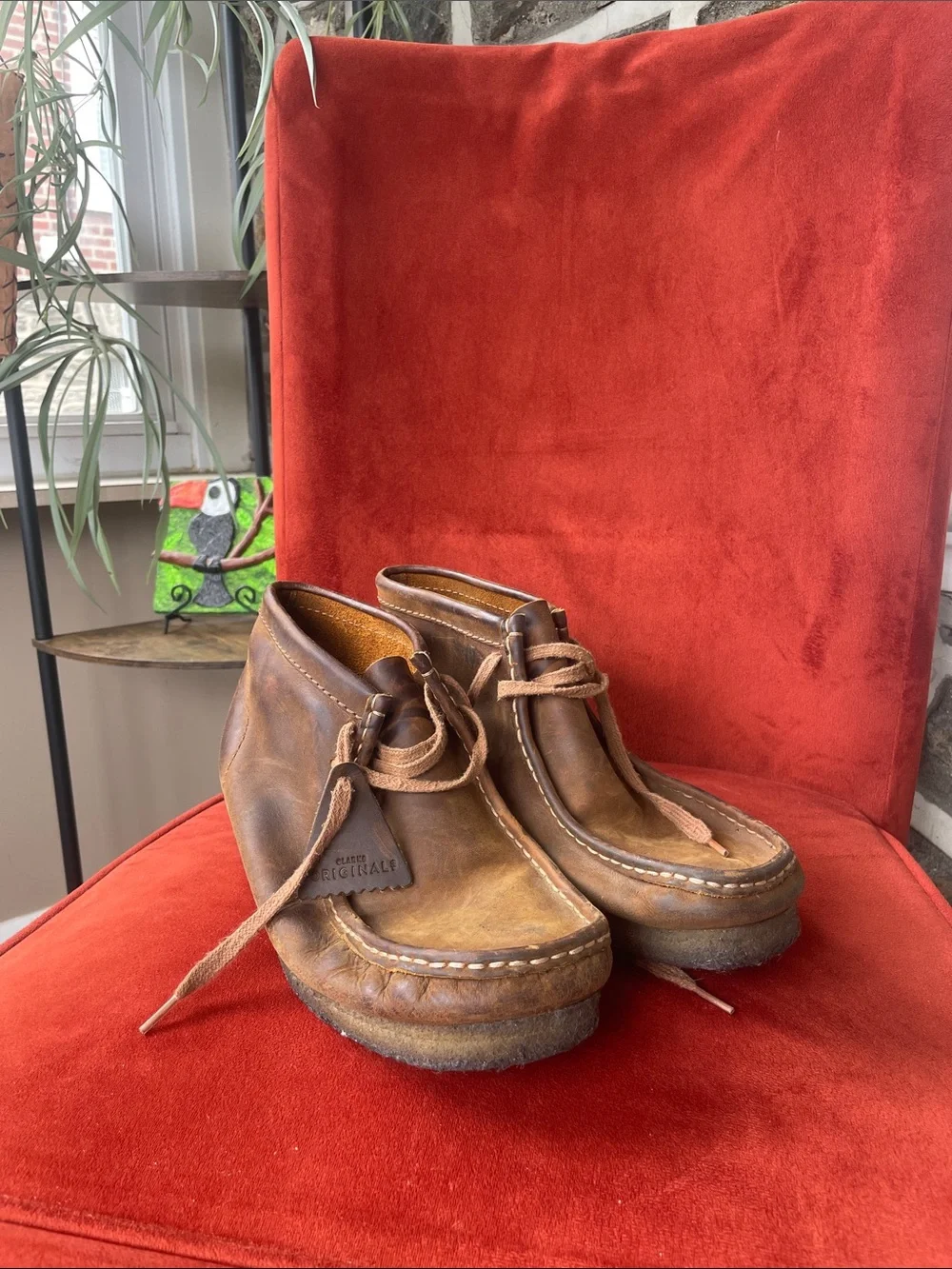 Clarks Brown Leather Wallabee-Style Moccasin Boots